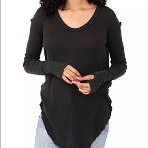 We the free frayed hem long sleeve